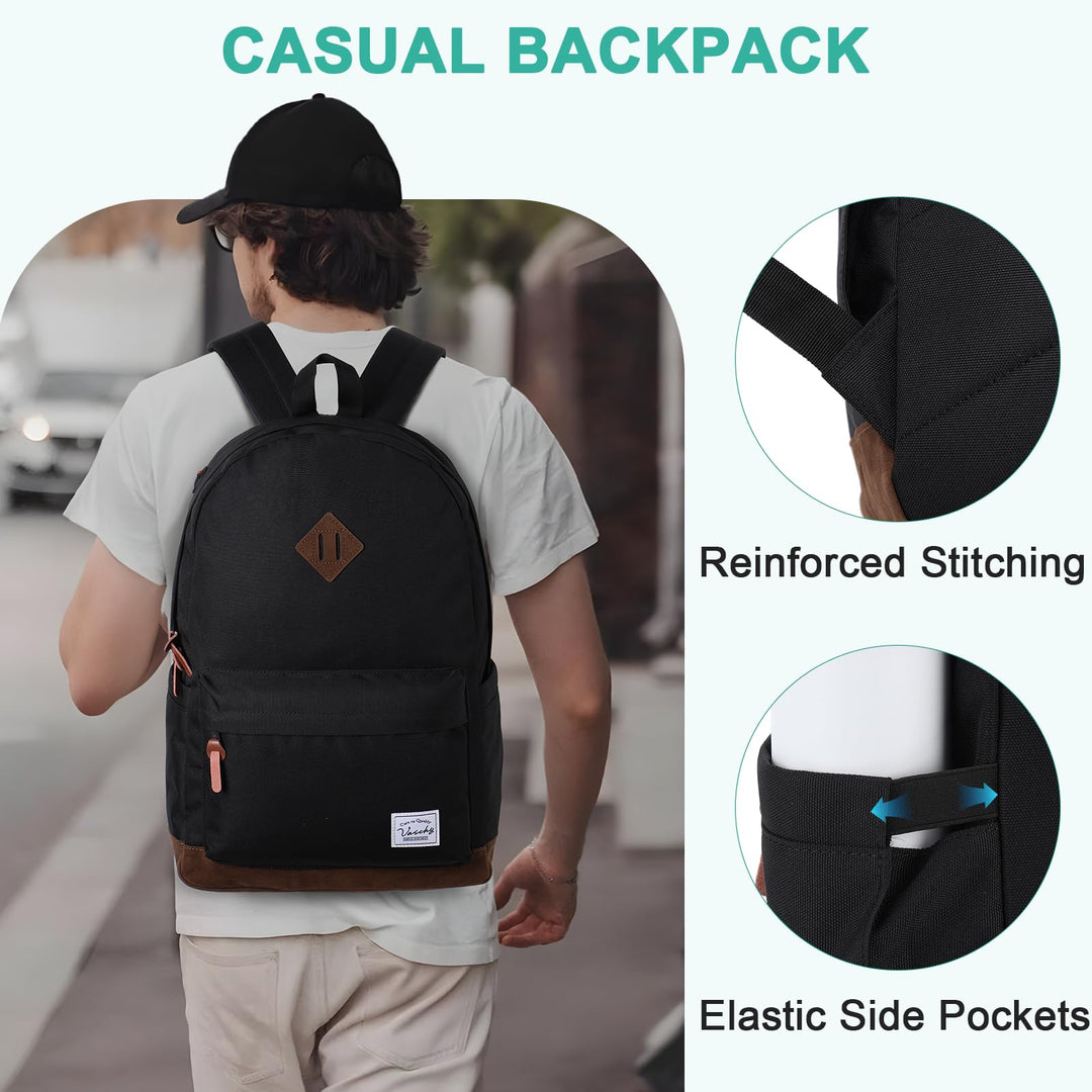 Backpack for Men, Unisex Classic Water-resistant College School Backpack Bookbag Laptop Backpack Black