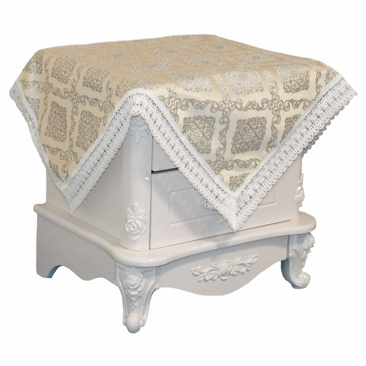 Nightstand Tablecloth,Farmhouse Tablecloth,Side Table Cover,Table Cloth for Bedside Table/Nightstand/Tea Table/Flower vase Table,Table Dustcover Doilies for Furniture (31 * 31 inch, Gold)