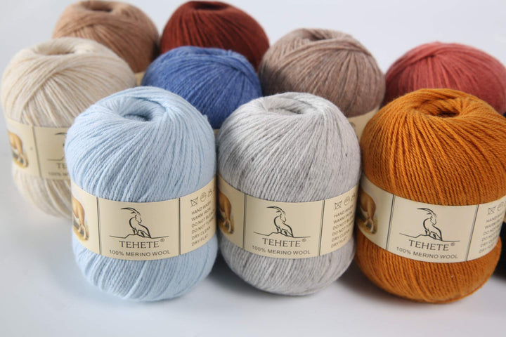 TEHETE 100% Merino Wool Yarn for Knitting 3-Ply Luxury 