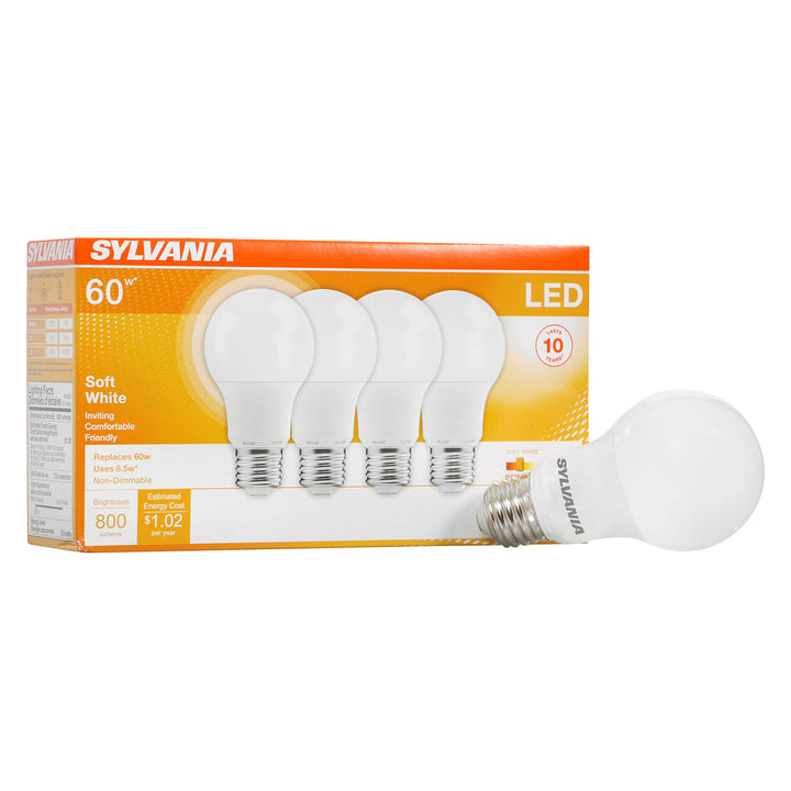 SYLVANIA LED A19 Light Bulb, 60W Equivalent Efficient 8