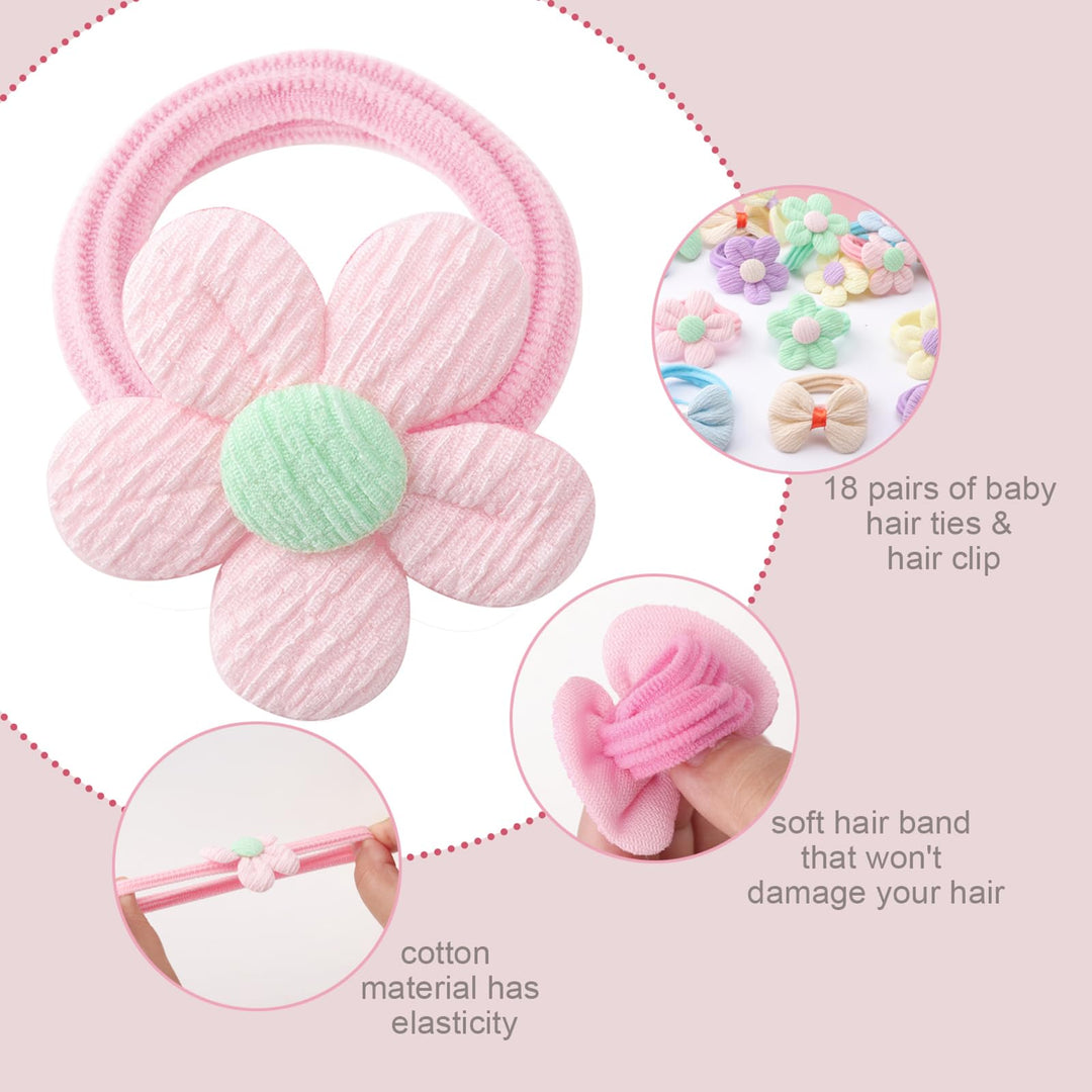DRESHOW BQUBO Baby Girl Headbands with Bows Nylon Hairbands Handmade Hair Accessories for Newborn Infant Toddlers 10 Pack
