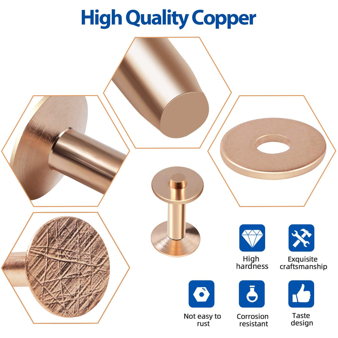 84Pcs, Copper Rivets and Burrs, #9 and #12 Burrs Setter, Leather Rivets Fastener Install Setting Tool with 4mm Leather Hole Punch Cutter for Belts Wallets Collars Leather Working Supplies