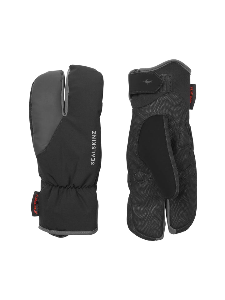 Unisex Waterproof Extreme Cold Weather Cycle Split Finger Glove, Black/Grey, Large