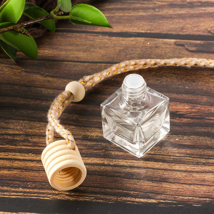 10 Packs Car Aromatherapy Diffuser Hanging Empty Glass Perfume Bottle Essential Oils Diffuser Bottles Automotive Interior Ornaments Car Fragrance Pendant Decoration