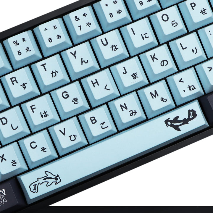 MIZHU Keycaps, 136 Set Keycaps MIZHU for Gaming Keyboard, PBT Cherry Profile Dye Sublimation Keycaps Sky Blue Japanese Font for Gateron Kailh Cherry MX 104/87/74/61 60 Keyboard