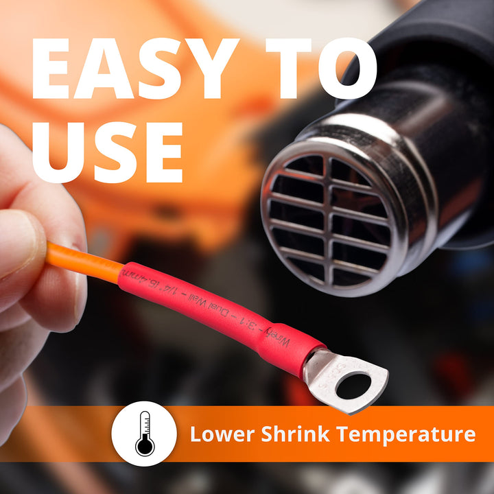 Heat Shrink Tubing Kit - 3:1 Ratio Adhesive Lined, 1.75 Length, Wire Shrink Wrap Tubing - Automotive Industrial Heat-Shrink Tubing - Black, Red, White, Clear, Blue - 275 PCS