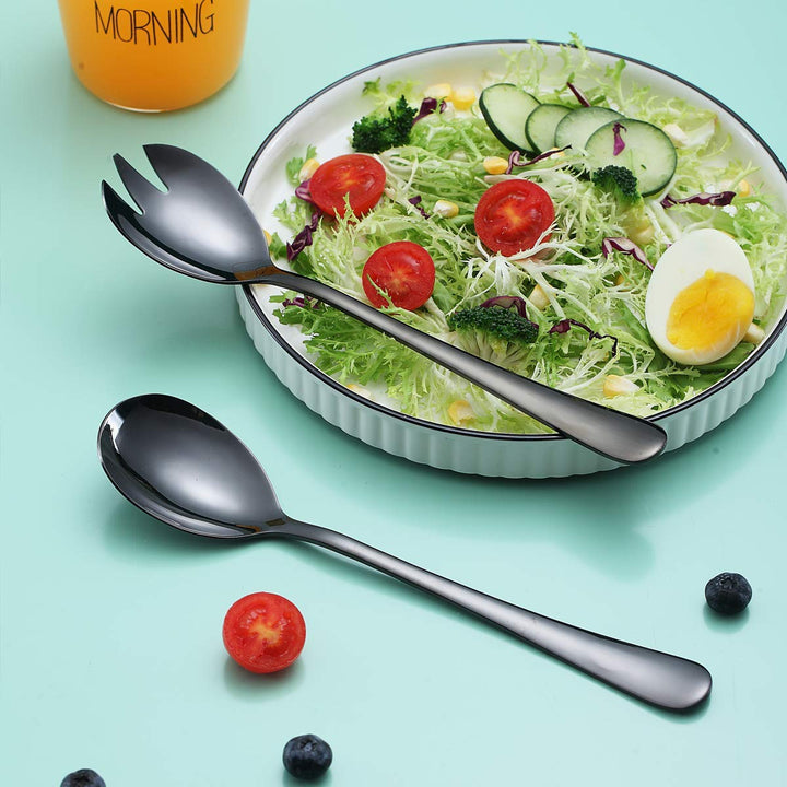 Black Salad Server Set, Berglander Stainless Steel Sala