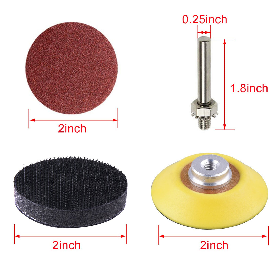 SIQUK 200 Pcs 2 Inch Sanding Discs with 1 pc 1/4 Inch S