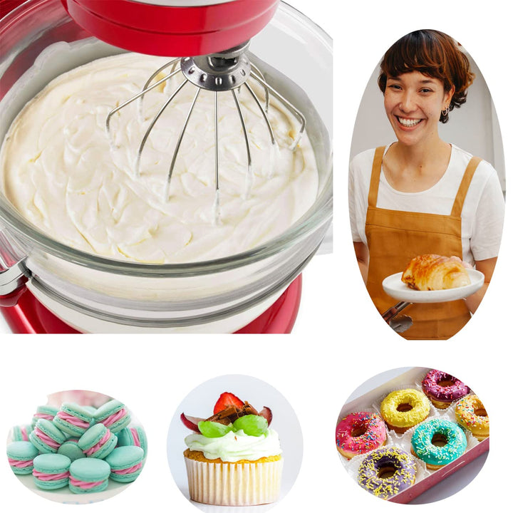 KN256WW 6 QT Wire Whip Stainless Steel for KitchenAid Stand Mixer Accessory Replacement, Egg Cream Stirrer, Cakes Mayonnaise Whisk