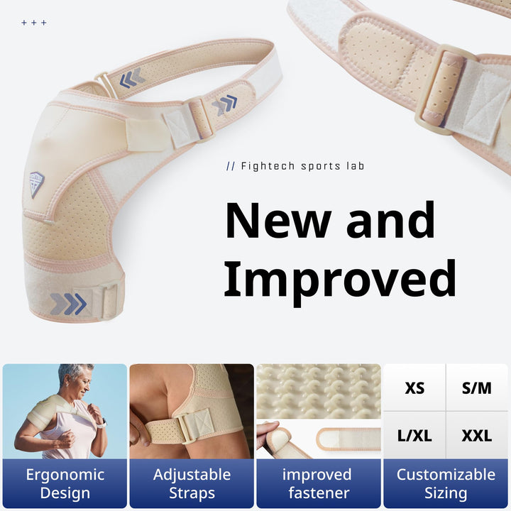 FIGHTECH Shoulder Brace for Torn Rotator Cuff for Men and Women - 4 Sizes - Support & Pain Relief (Nude, Small/Medium)