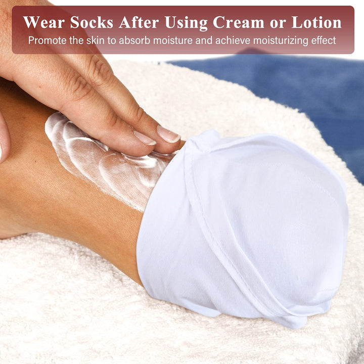 14 Pairs Moisturizing Socks Lotion Overnight Spa Socks Dry Feet Cotton Cosmetics Socks Spa Moisturizing Enhancing Socks Spandex Sock for Women and Men Feet Care, White