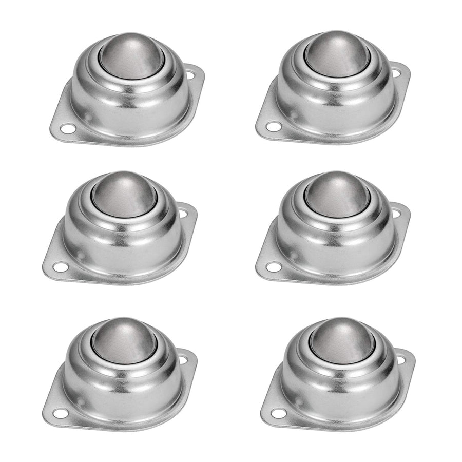 6 Pcs - 1 Roller Ball Transfer Bearing,Flange Mounted Carbon Steel Round Ball Transfer Unit Universal Rotation Ball Casters for Conveyor,Roller Stand,Transmission, Load 400 lbs