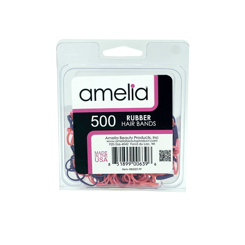 500 Count Rubber Bands in Re-closable Container for Ponytails and Braids (Purple/Fuchsia)