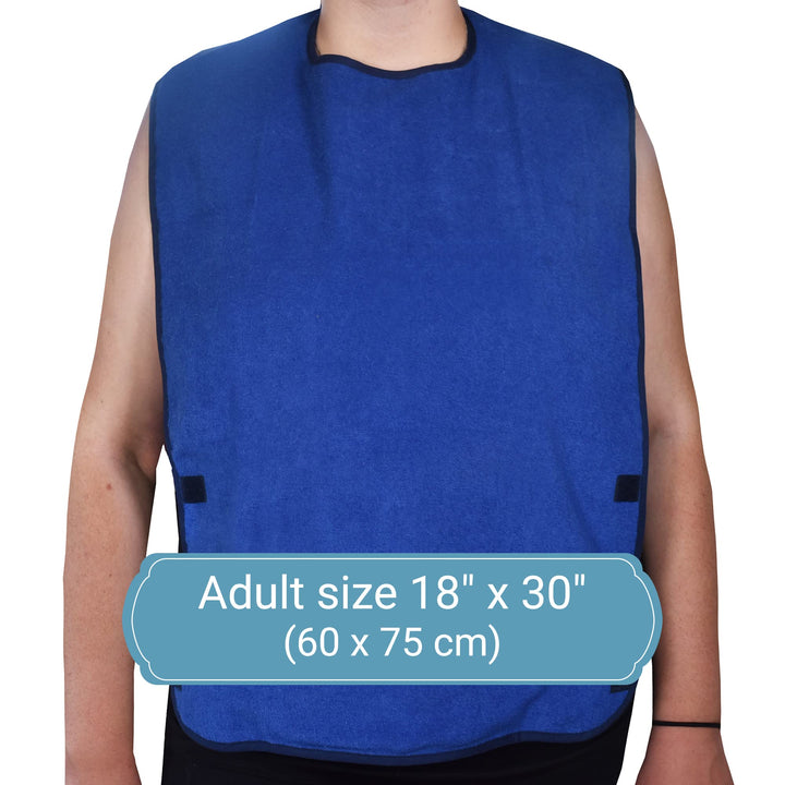 2 Pack Adult Bibs - Reusable and Washable Cotton Terry Cloth Aprons for Elderly, Seniors and Disabled