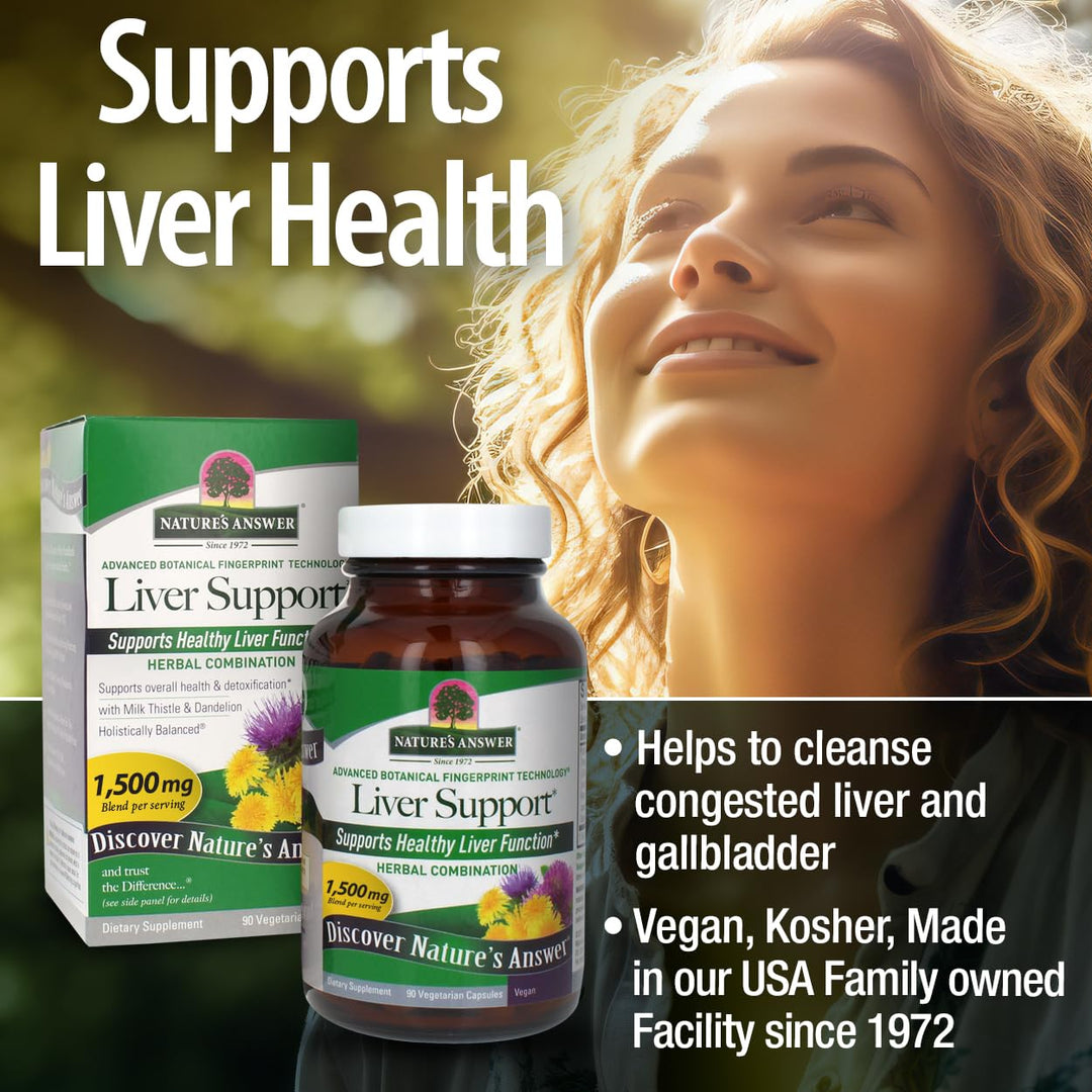 Nature&#39;s Answer Liver Support Herbal Blend Dietary Supplement | 1500mg | 90 Capsules | Supports Liver Function | Vegan | Single Count
