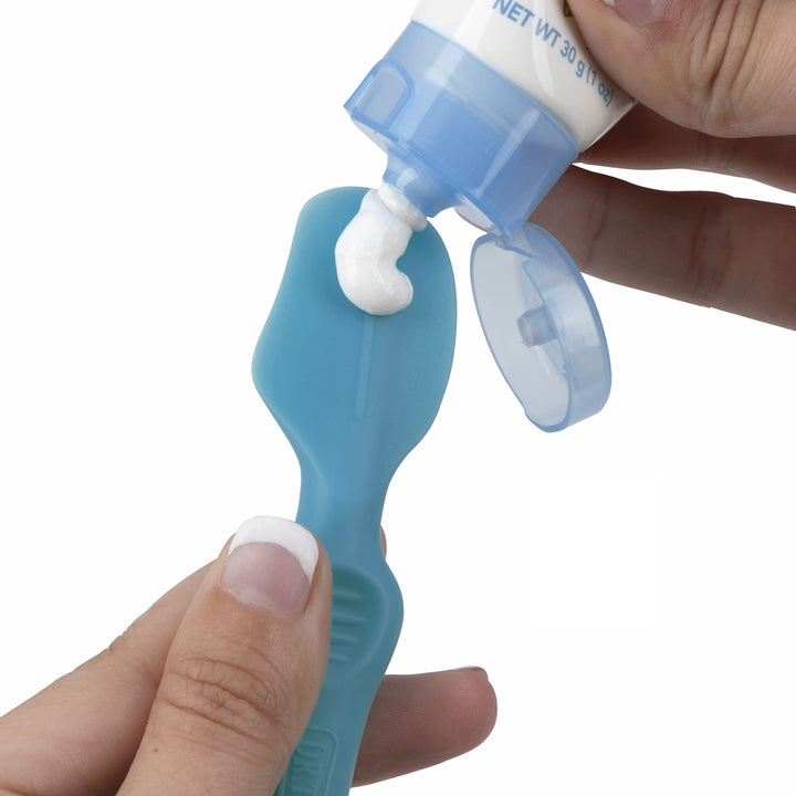 Nuby Diaper Cream Soft Silicone Brush with Suction Base & Hygienic Case, Aqua, Blue, Full Size: Blue, Full Size