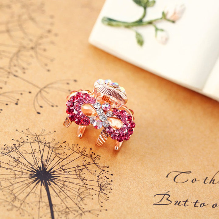 Casualfashion 4Pcs Cute Korean Fashion Hair Accessories, Mini Crystal Rhinestone Hair Claws Gripper Bangs Clips Holder