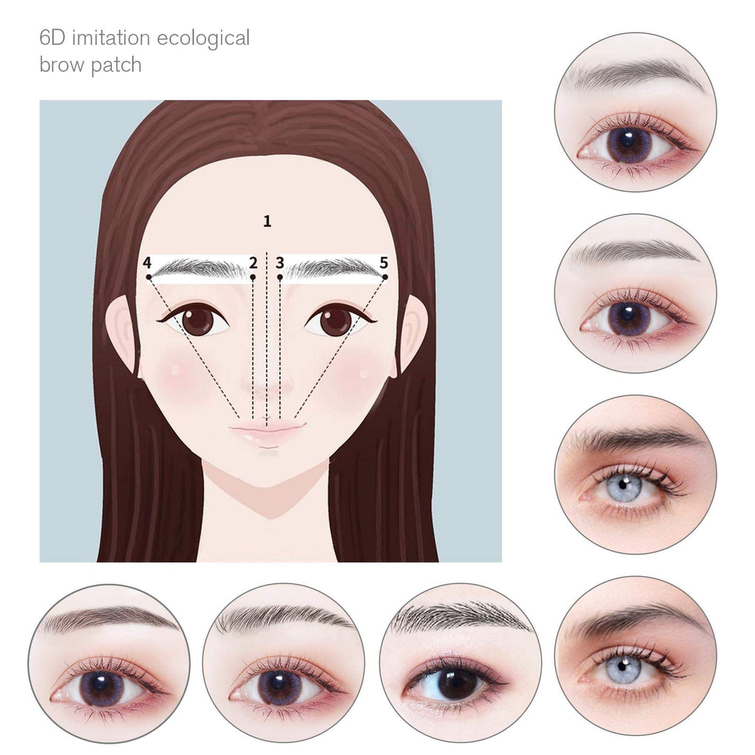 10 Sheets Black 6D Eyebrows Stickers Imitation Ecological Hair-Like Waterproof Natural Tattoos Eyebrows Stickers 100 Pairs