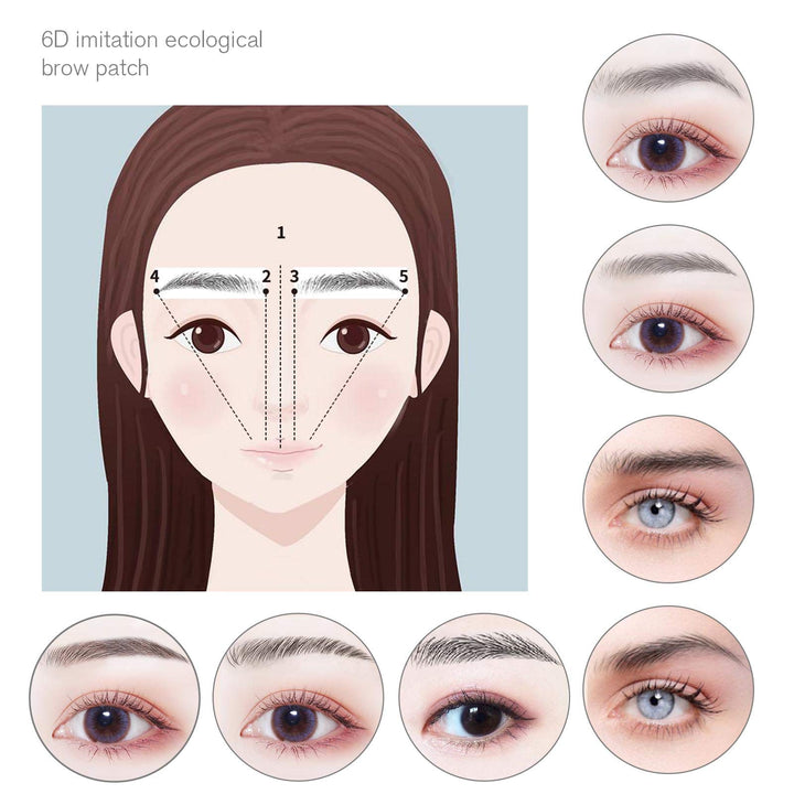 10 Sheets Black 6D Eyebrows Stickers Imitation Ecological Hair-Like Waterproof Natural Tattoos Eyebrows Stickers 100 Pairs