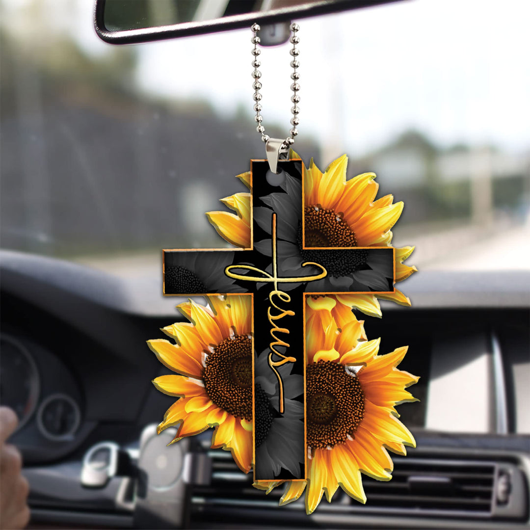 Talataca Jesus Cross Sunflower God Christian 2D Flat Ca