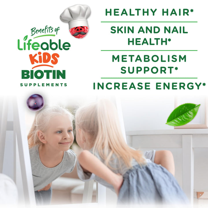 Lifeable Kids Biotin Gummies | 5,000mcg | Great Tasting