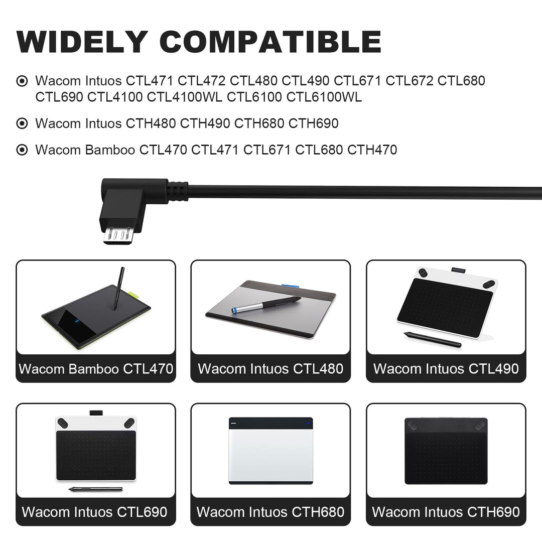 Replacement Data Sync Charging Power Supply Cable Cord Line Compatible with Wacom Intuos CTL480 CTL490 CTL690 CTH480 CTH490 CTH680 CTH690 and Wacom Bamboo CTL470 CTL471 CTL671 CTL680 CTH470