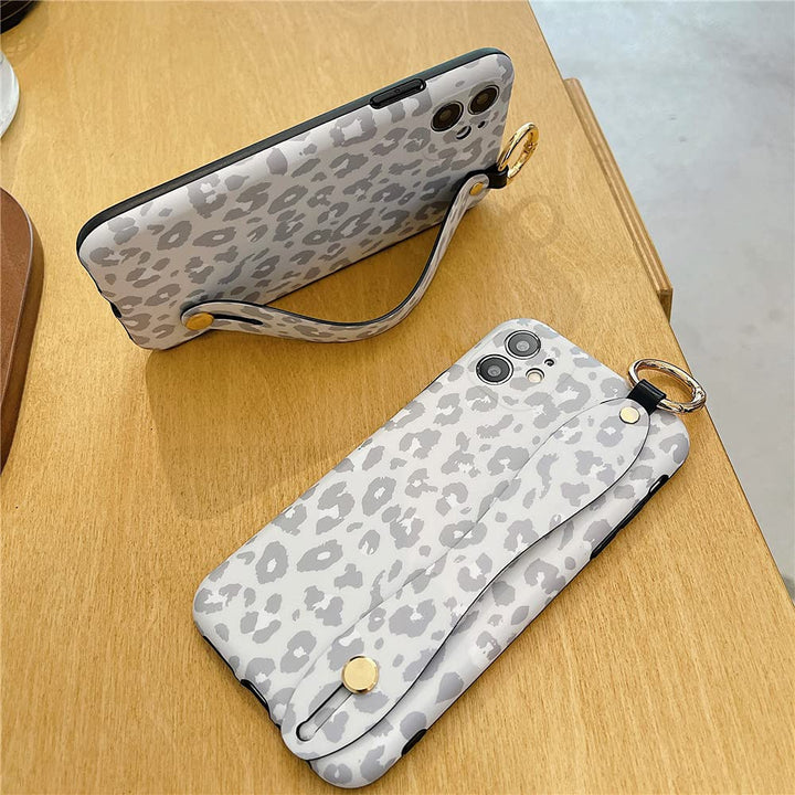 for iPhone 11 6.1 Case Fashion Leopard Pattern Hand Wrist Strap Stand Bracelet Phone Case with Camera Protection Cover Shockproof Special Hang Chain for iPhone 11 Cases (for iPhone 11 6.1)