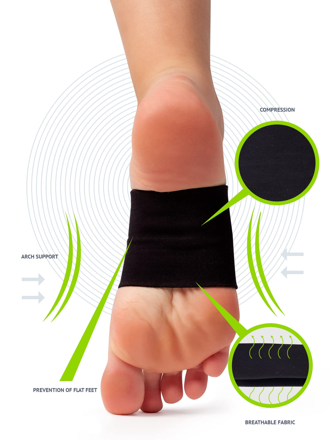 Compression Arch Support Braces for Men Women - Elastic