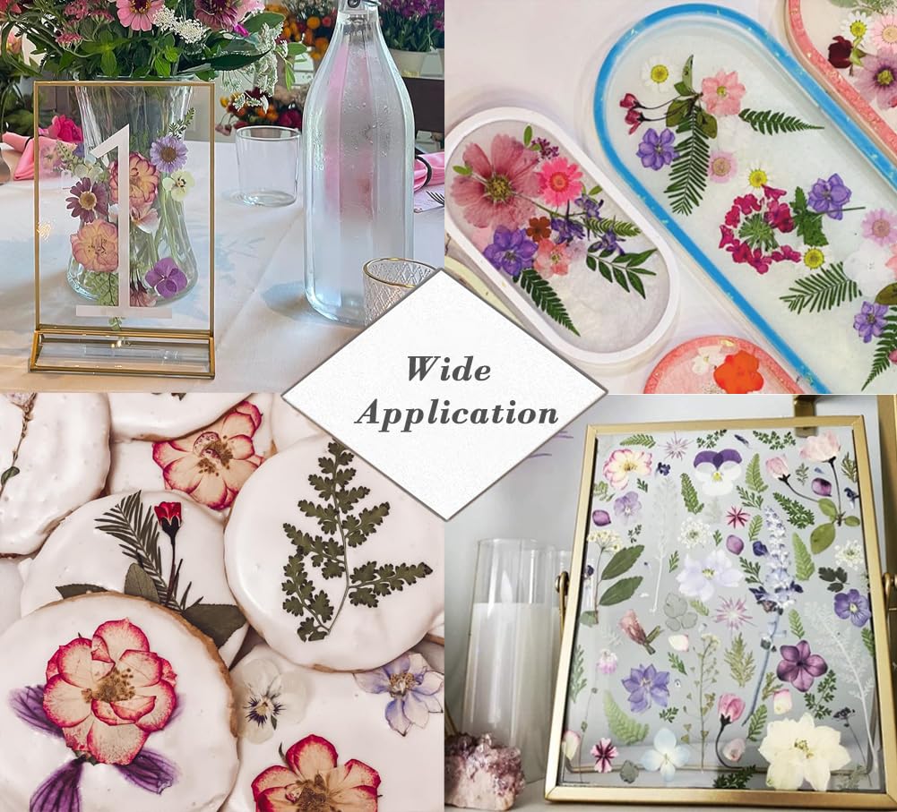 Assorted Real Dried Pressed Flowers Combination Real Dried Pressed Leaves Combination Natural Dry Flowers Leaves (57 Pieces)