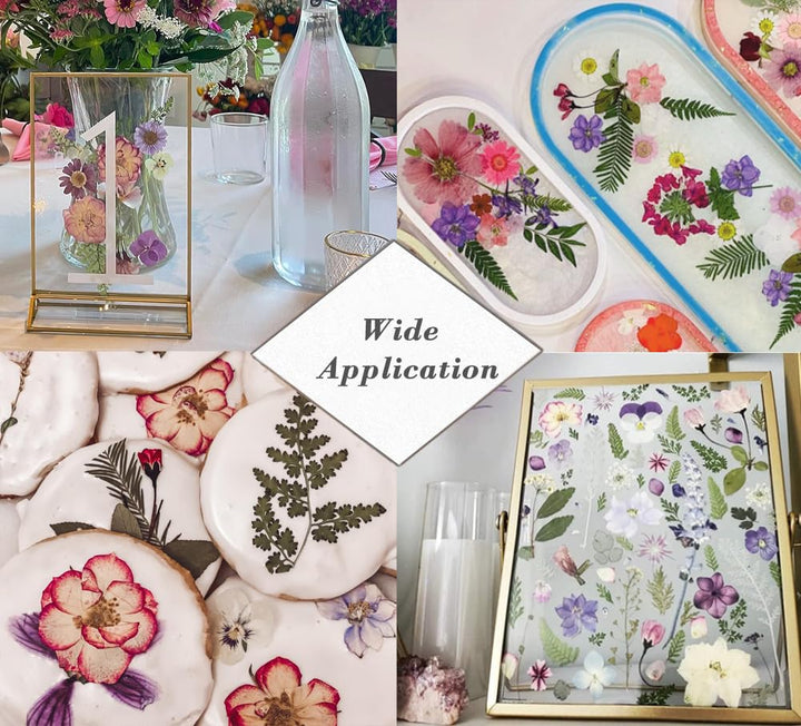 Assorted Real Dried Pressed Flowers Combination Real Dried Pressed Leaves Combination Natural Dry Flowers Leaves (57 Pieces)