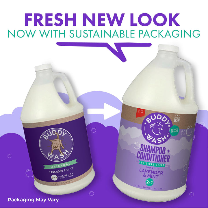 Buddy Wash 2-in-1 Dog Shampoo and Conditioner for Dog Grooming, Lavender &amp; Mint, 1 gal. Bottle