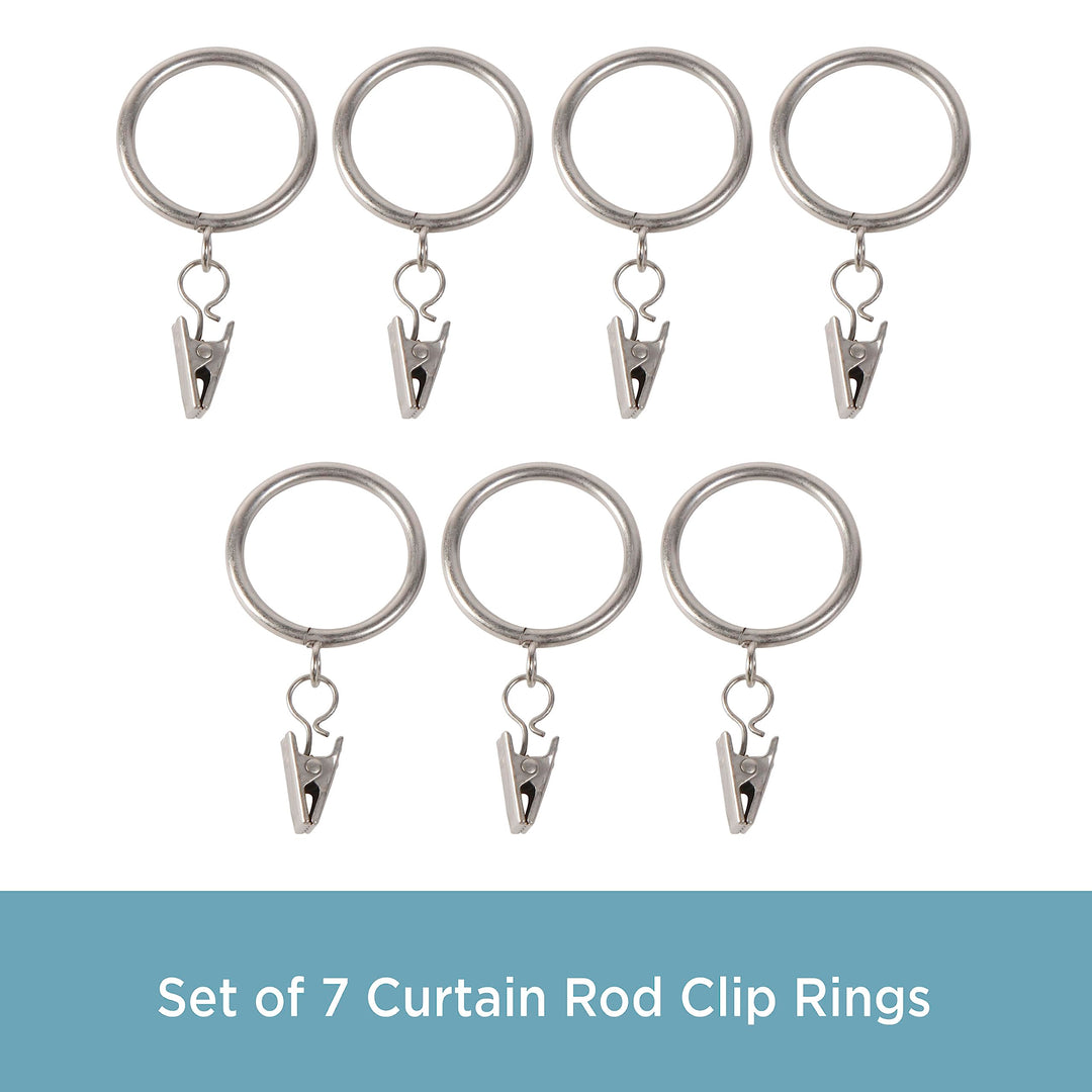 A58720012 Classic Clip Rings for Rods up to 1-Inch Diameter, Satin Nickel, 7-Pack