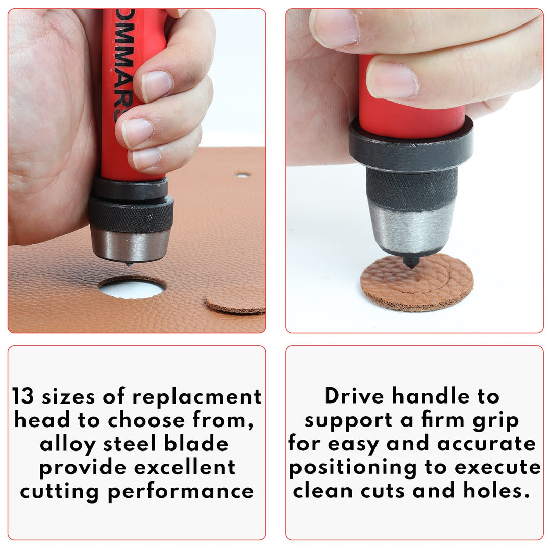 Hollow Punch Kit with Pin Point Punch Shaft Hole Punch Set Gasket Punch Set Gasket Cutter 14 PCS 5mm-35mm 3/16 to 1-3/8