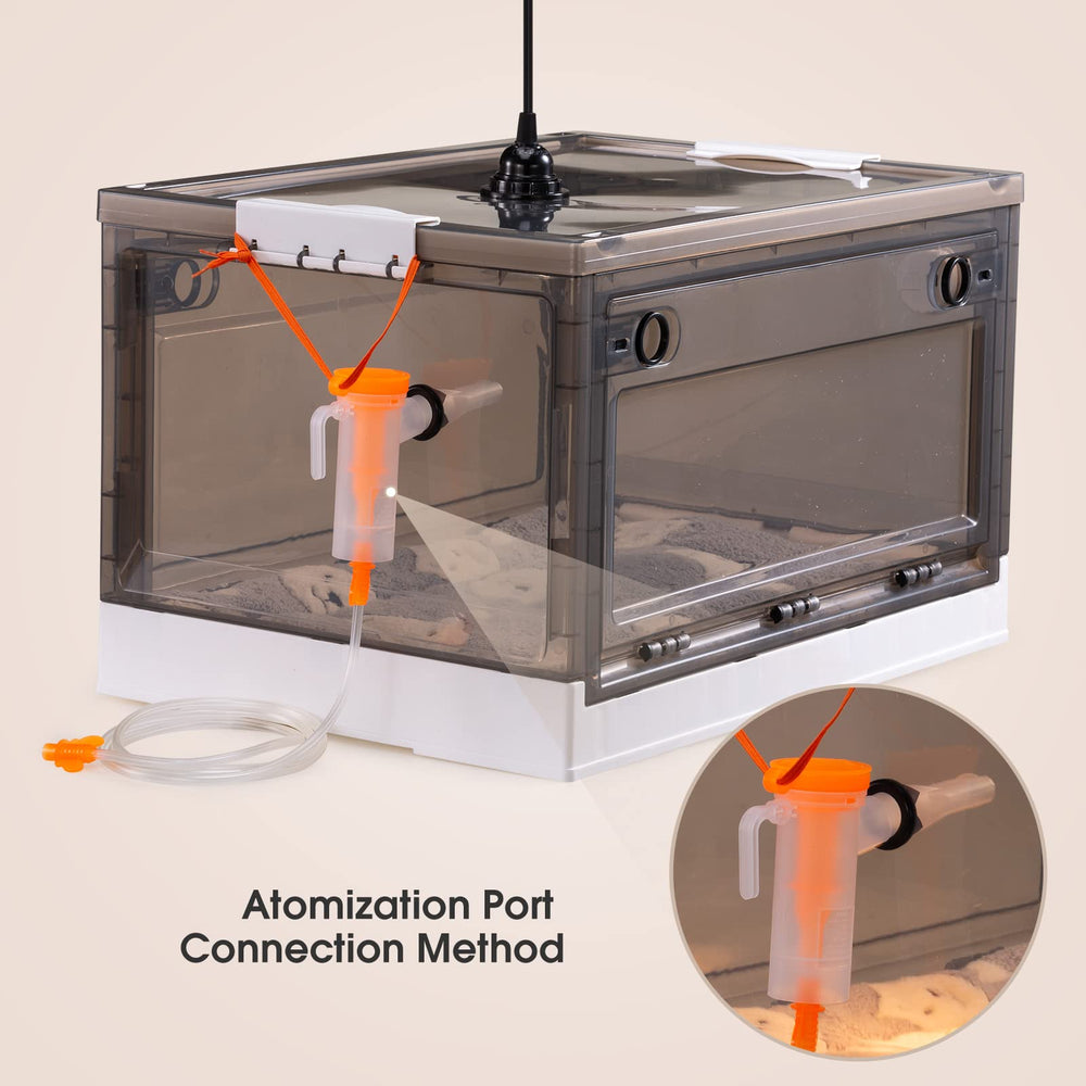 Pet Oxygen Chamber, Puppy Incubator for Newborn Puppy and Kitten, Nebulized Oxygen Critical Care Unit for Dog and Cat, with Kitten Bottle Feeding Kit and Pet Warming Lamp, Thermometer and Cotton Pad