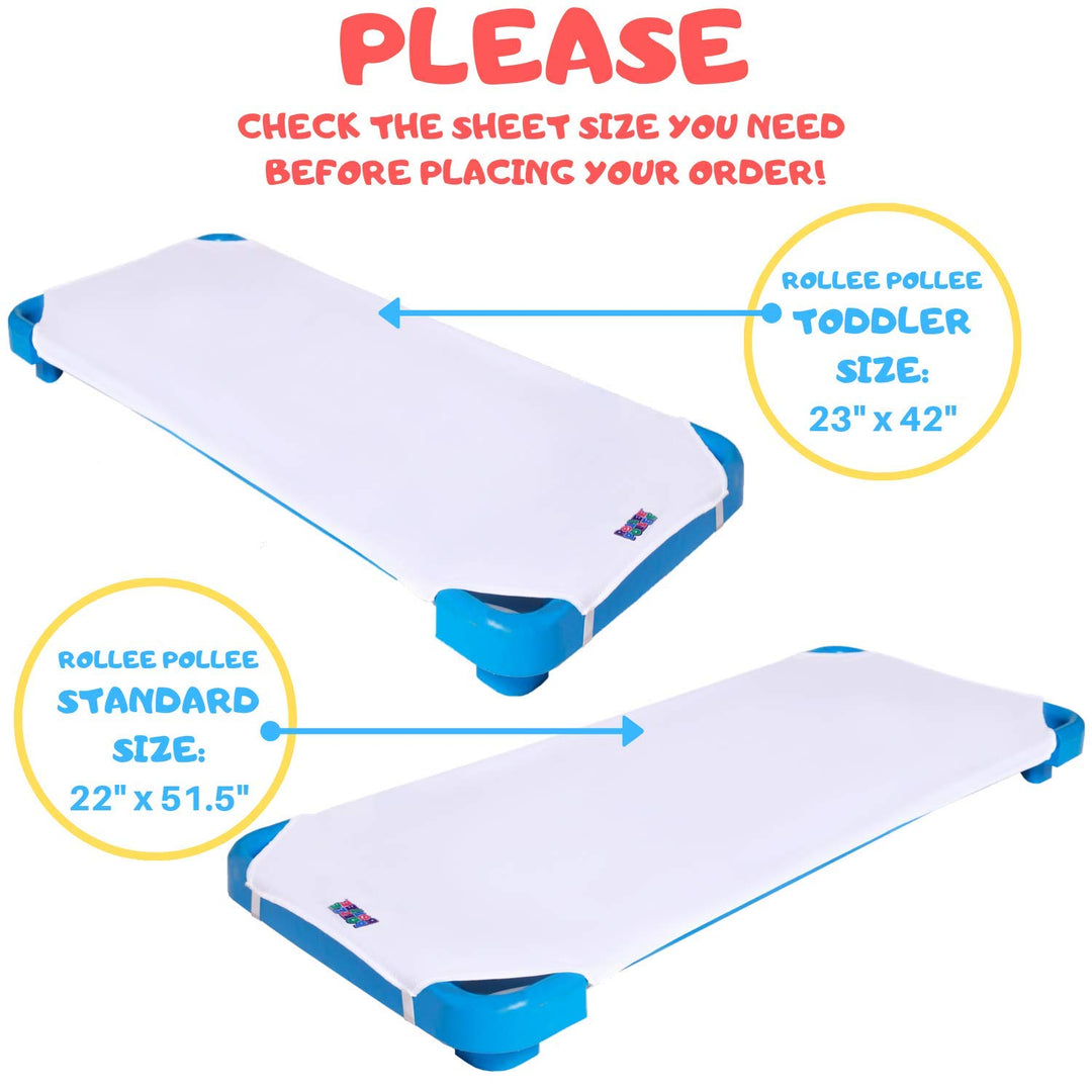 White Microfiber Cot Sheets for Preschool or Daycare, Elastic Loops for Extra Security, Super Soft and Durable (Standard Cot Sheet 23 x 52, 6-Pack)