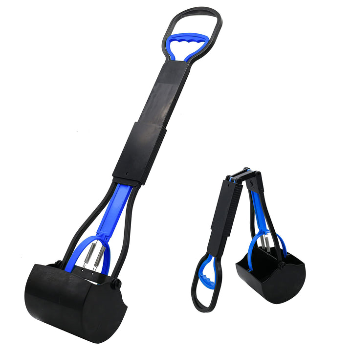 28&#39;&#39; Pooper Scooper for Large Dogs-Long Handle Dog Poop Scooper for Grass, Premium Material, Not Easy to Break (Blue-Foldable)