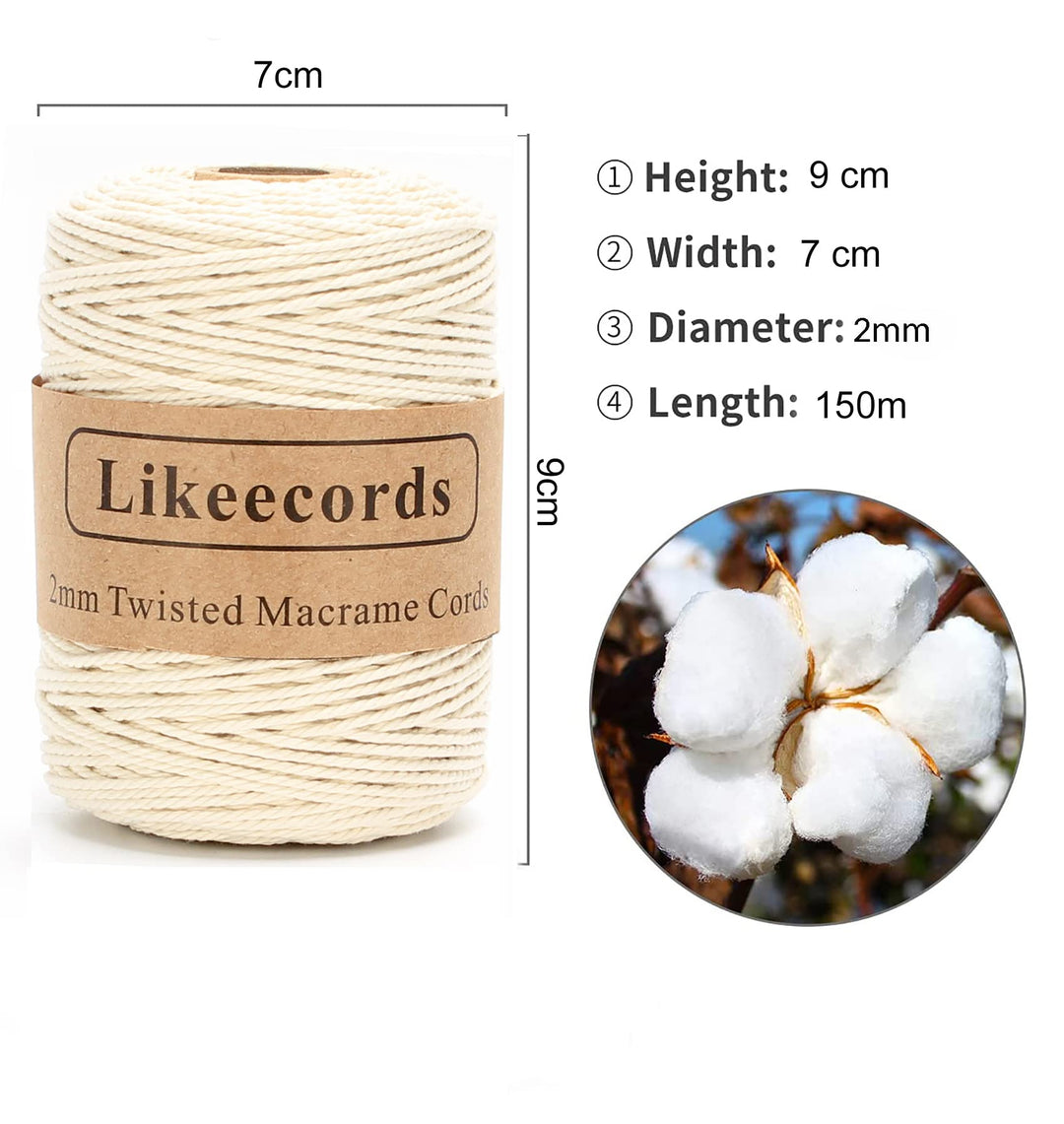 Macrame Cord 2MM 150M, Flexible &amp; Soft Natural 