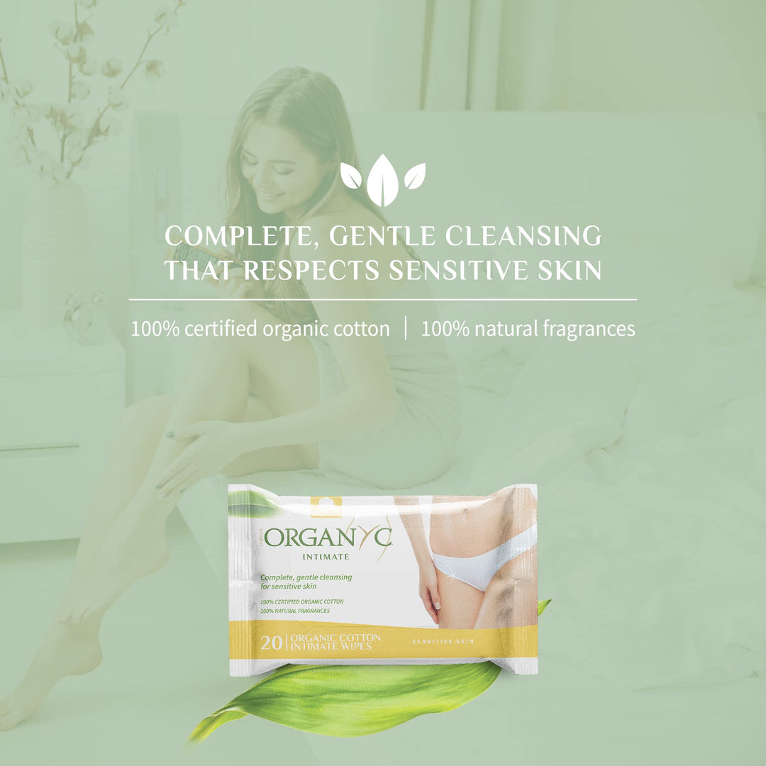 Organyc 100% Organic Cotton Intimate Wet Wipes, 20 Coun