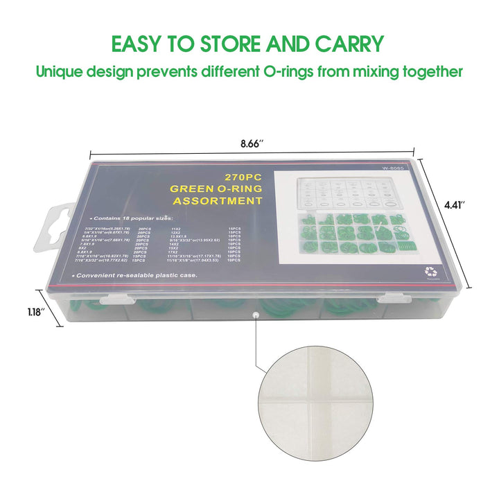 Boatsea 270pcs Rubber O Ring Kits 18 Sizes Sealing Gask