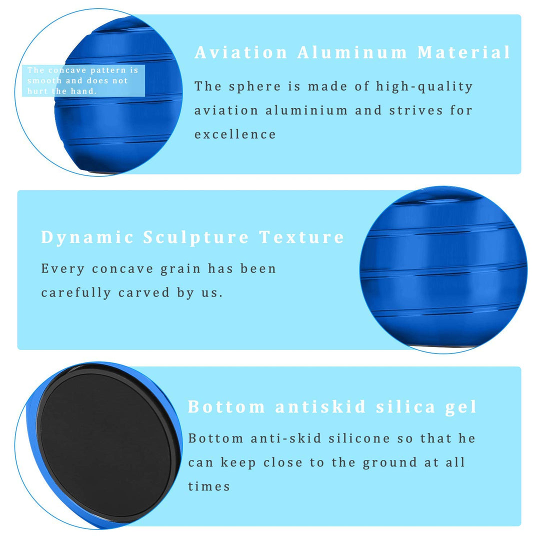 Desktop Ball Transfer Gyro Aluminum Alloy Kinetic Desk Toy Stress Relief Office Executive Gadgets Metal Ball Full Disassembly Rotary Decompression Toy(Blue, S 38mm Ball)