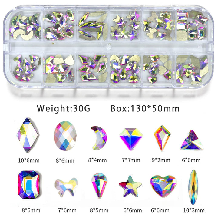 Nail Art Rhinestones Kit 1680Pcs White AB Crystal Rhinestone for Nails Flatback Rhinestones Beads Multi Shapes Crystals Gems Nail Charms Decorations for Nail Art Craft DIY Clothes Shoes Jewelry