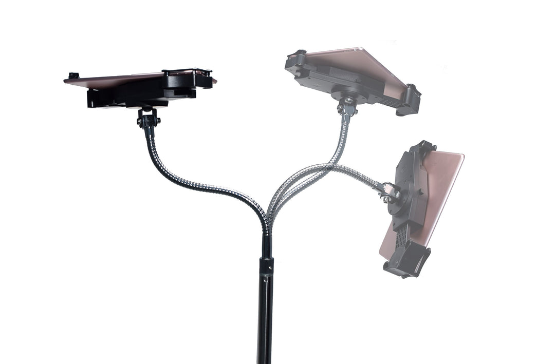 Gooseneck Floor Stand – CTA’s Compact, Adjustable Gooseneck with Swivel Casters for iPad 7th/ 8th/ 9th Gen 10.2”, iPad Air 4, 12.9”, Surface Pro, Zebra &amp; Other 7-13” Tablets (PAD-CGS)