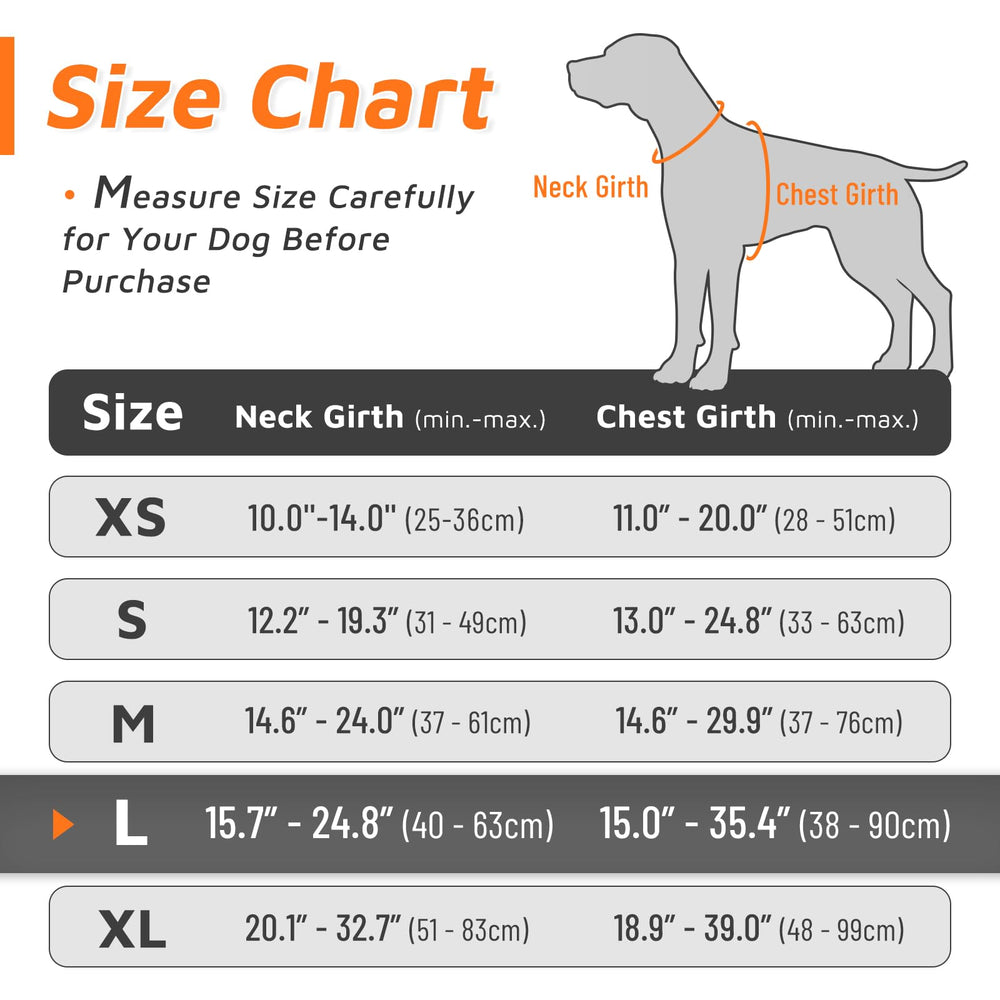 Dog Harness for Large Dogs, No Pull Service Vest with Reflective Strips and Control Handle, Adjustable and Comfortable for Easy Walking, No Choke Pet Harness with 2 Metal Rings, Orange, L