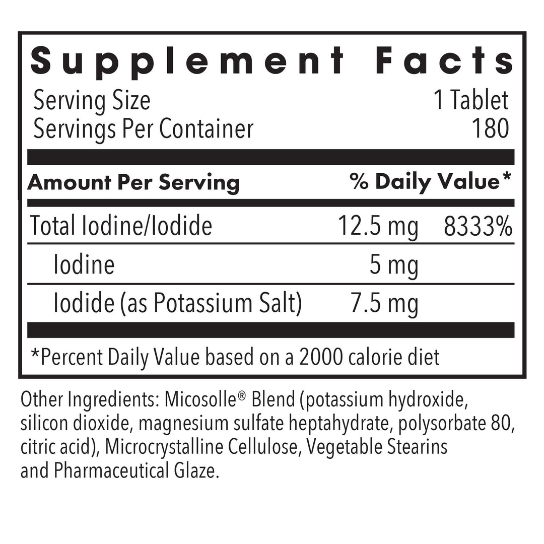 Iodoral 12.5 mg – Iodine Supplements for Thyroid Support, Potassium Iodide Tablets, Lugol Solution, Daily Vitamins and Minerals, High Potency Iodine Tablets – 180 Tablets 1-Pack