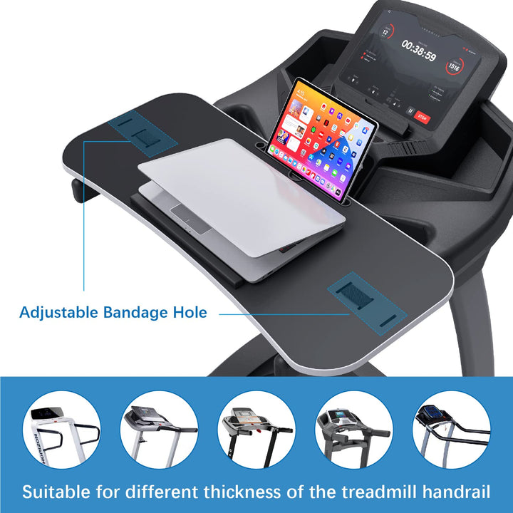 Treadmill Desk Attachment, Universal Treadmill Laptop Desk, Treadmill Laptop Holder, Ergonomic Platform for Notebooks, Tablets, Laptops, Workstation for Treadmill Handlebars up to 36 inches