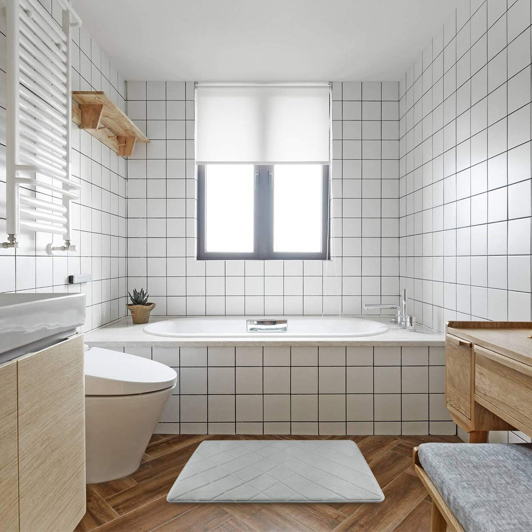 Non-Slip Soft Microfiber Memory Foam Bath Mat,Toilet Bath Rug,with Non-Skid Bottom Washable Quickly Drying Bathroom mats 35 X 24, Black-net