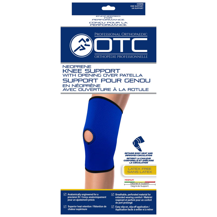OTC Knee Support, Open Patella, Neoprene, Black, 4X-Lar