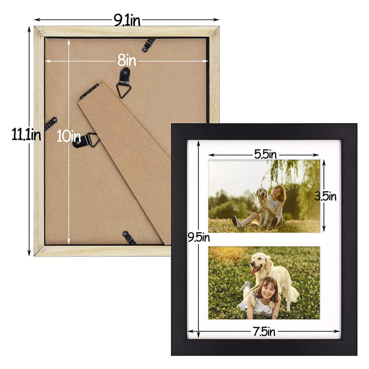 , 4x6 Double Picture Frame in Black - 8x10 Collage Frame, Solid Wood with Tempered Glass - Horizontal and Vertical Formats for Wall and Tabletop, 1 Pack