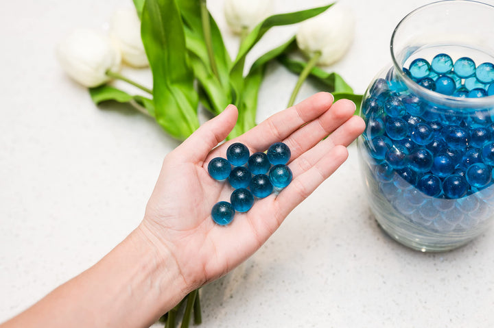 Blue Marbles for Vases | Glass Marbles Bulk Vase Fillers | Glass Beads for Vases, Round Marble 1lb, (Approx. 80 pcs)