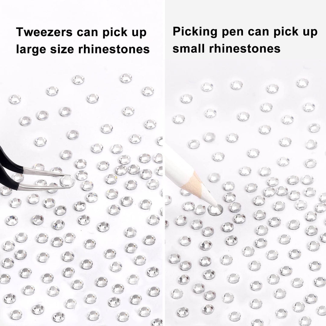 6796PCS Clear Hotfix Rhinestones Crystal Stones Glass for Fabric Clothes Shirts Sparkly Flat Back Round with Tweezers and Picking Pen (SS6~SS30 Set)